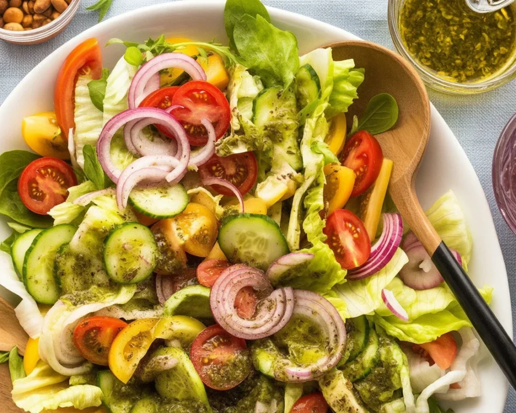 A vibrant summer salad with tomatoes, corn, and avocado in a bowl, ready to serve.
