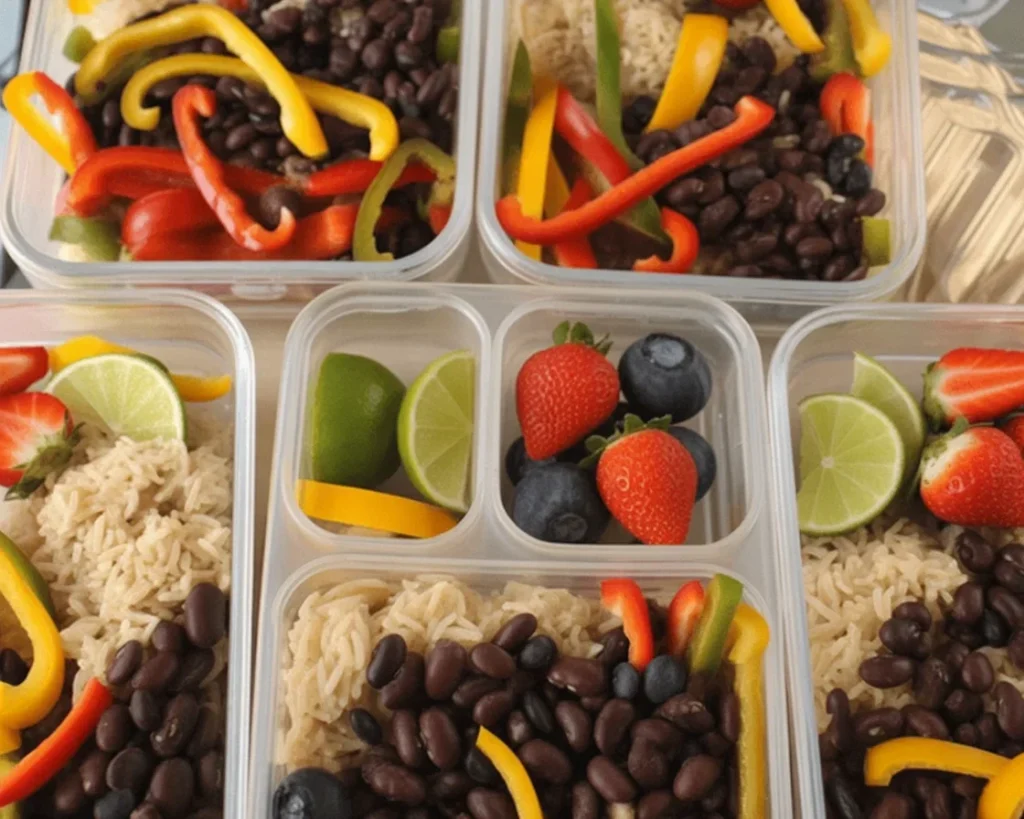 High protein taco bowls with lean ground beef, beans, and fresh toppings.