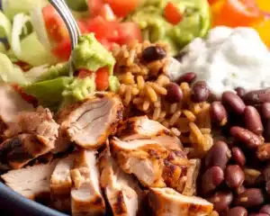 Delicious Chicken Power Menu Bowl from Taco Bell with chicken, rice, and toppings