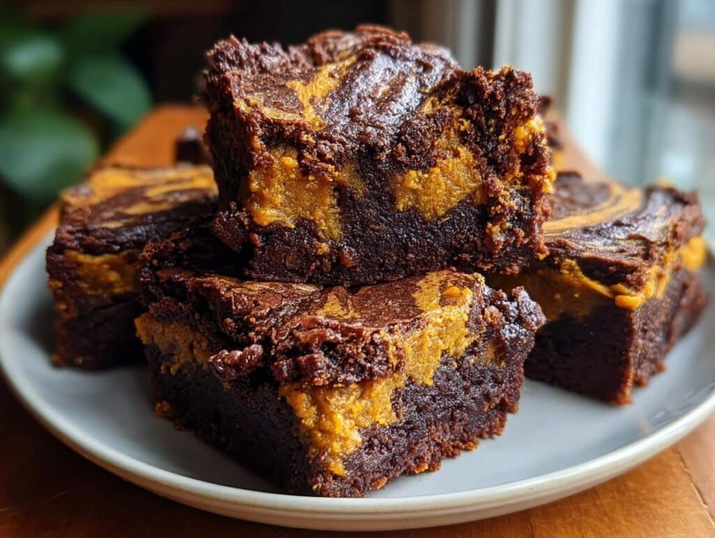 Halloween Vegan Pumpkin Brownies