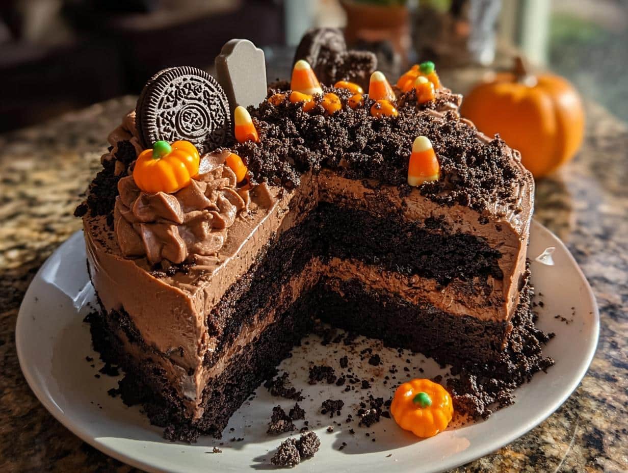 Sweet Graveyard Chocolate Cake: 1 Spooky Delight 2 Sweet Graveyard Chocolate Cake: 1 Spooky Delight - Sweet Graveyard Chocolate Cake - additional detail