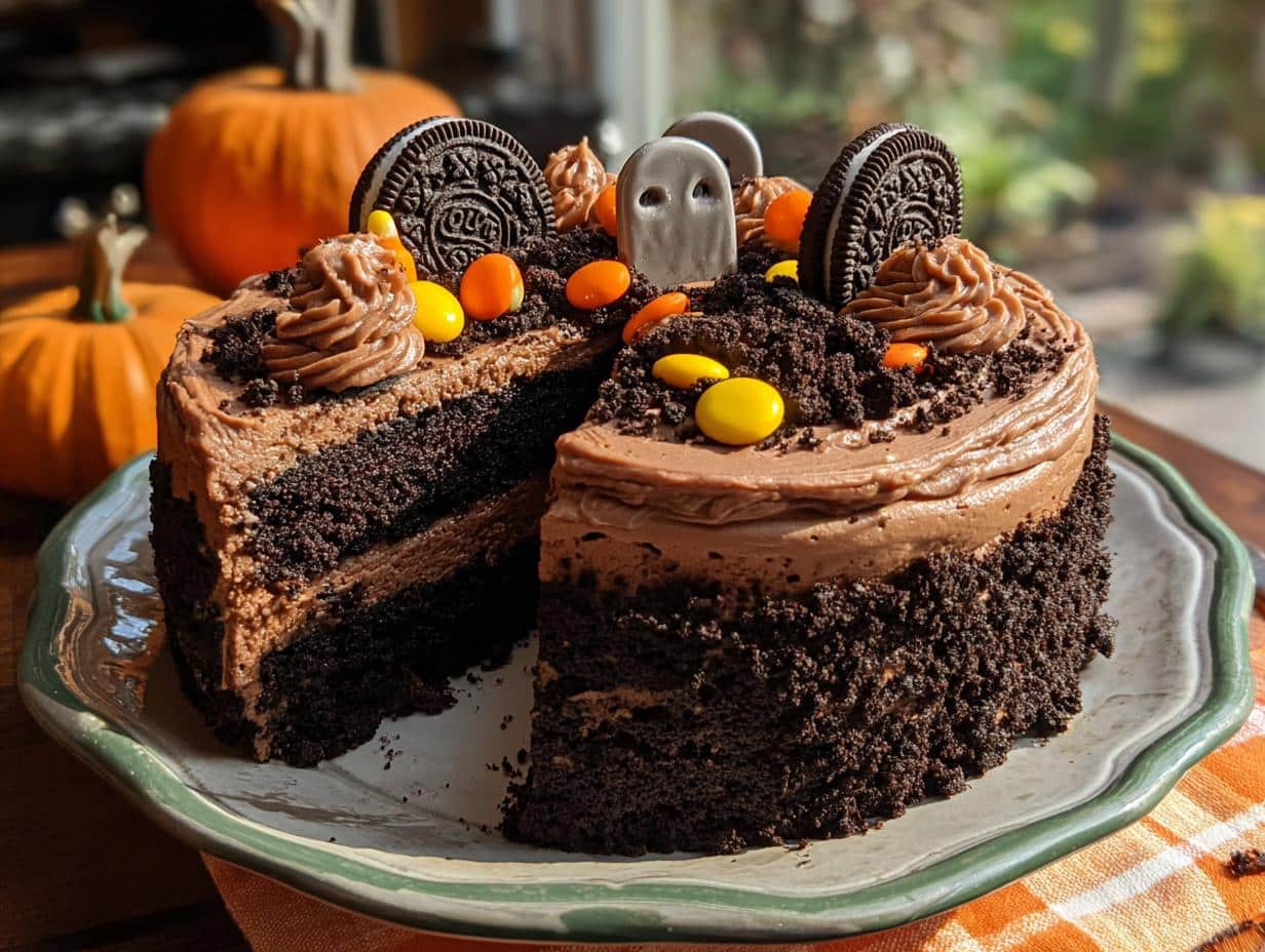 Sweet Graveyard Chocolate Cake: 1 Spooky Delight 1 Sweet Graveyard Chocolate Cake