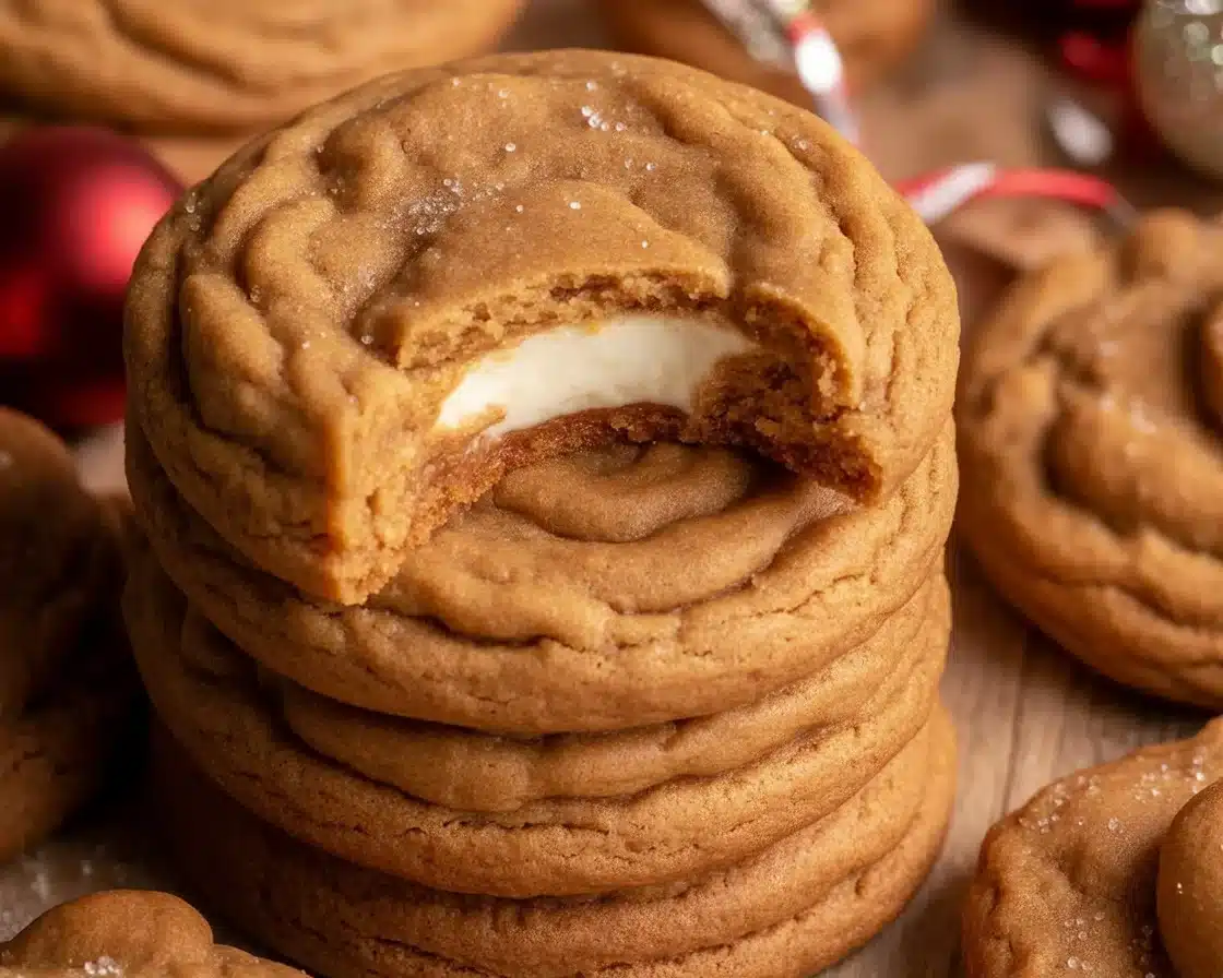 Delicious Gingerbread Cheesecake Cookies filled with creamy cheesecake and spiced sugar.