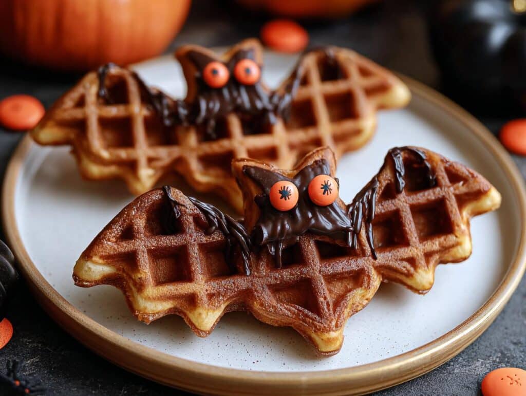 Bat Shaped Halloween Waffles