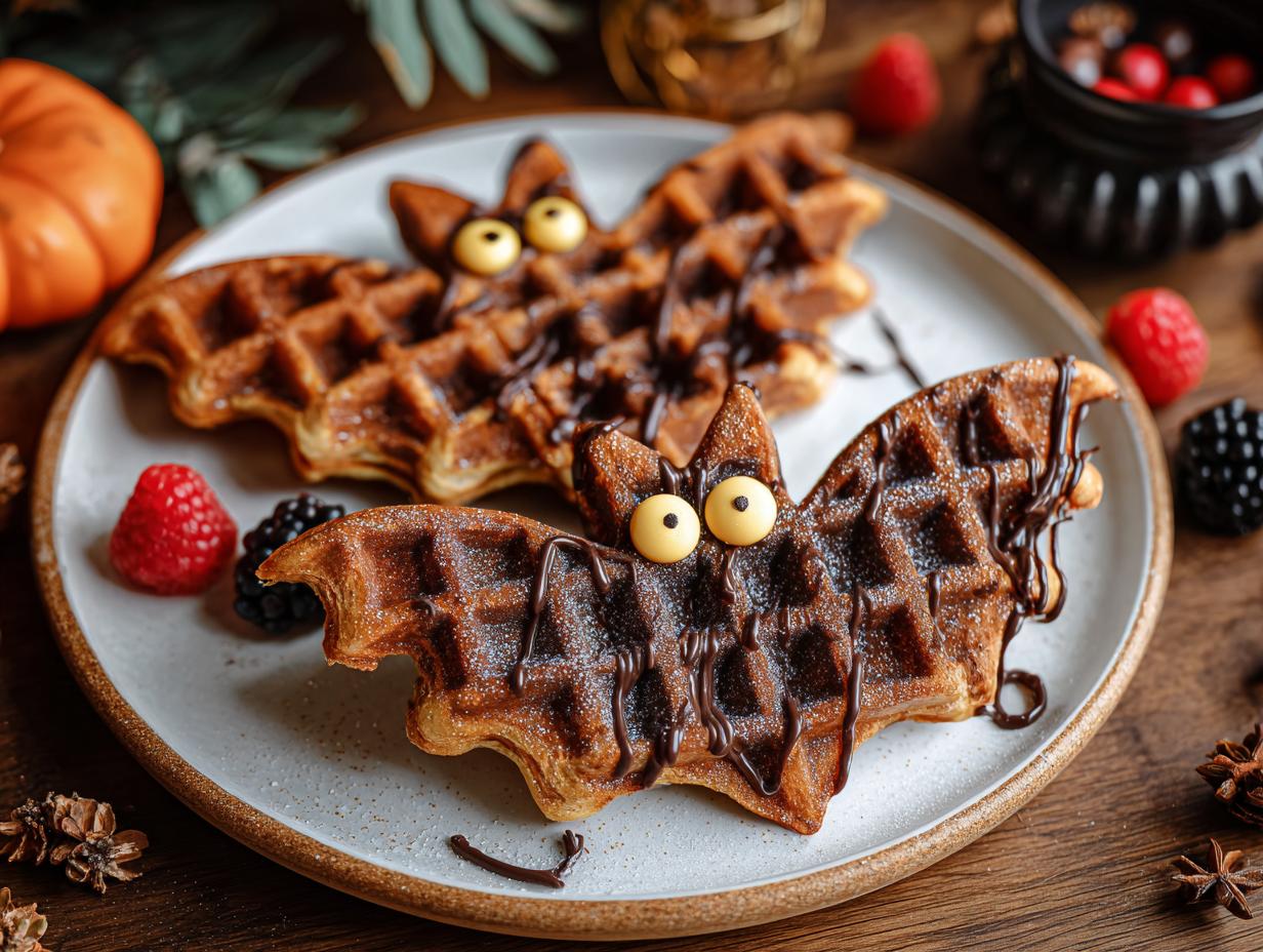 Bat Shaped Halloween Waffles: Amaze! - Bat Shaped Halloween Waffles - additional detail