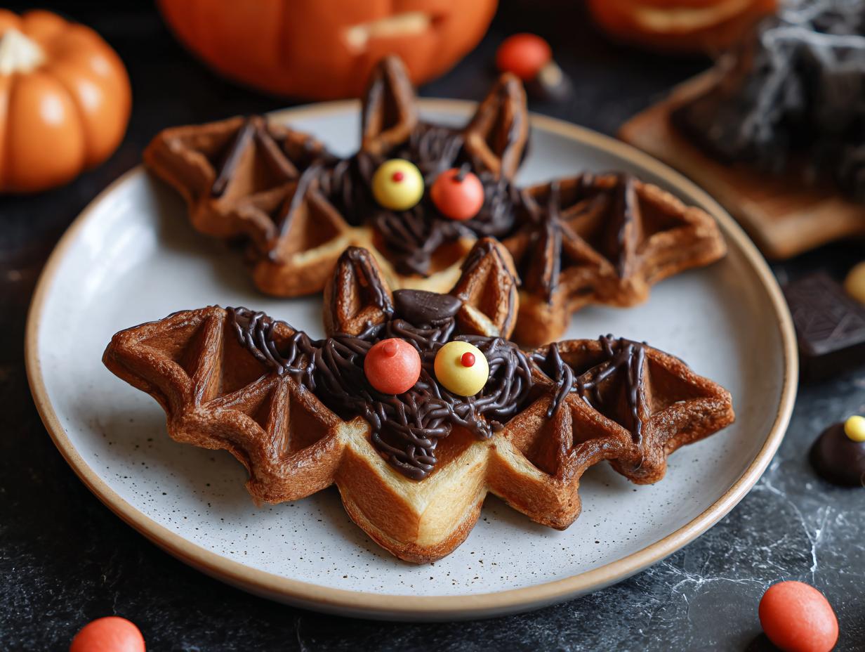 Bat Shaped Halloween Waffles: Amaze! - Bat Shaped Halloween Waffles - additional detail