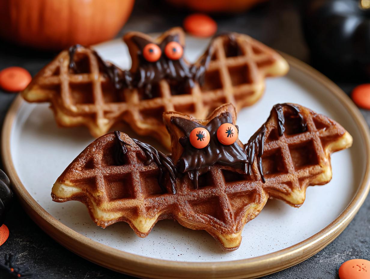 Bat Shaped Halloween Waffles