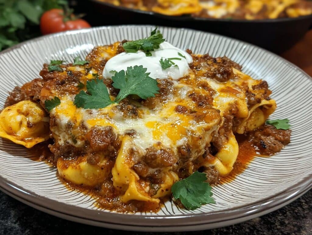 Cheesy Beef Enchilada Tortellini