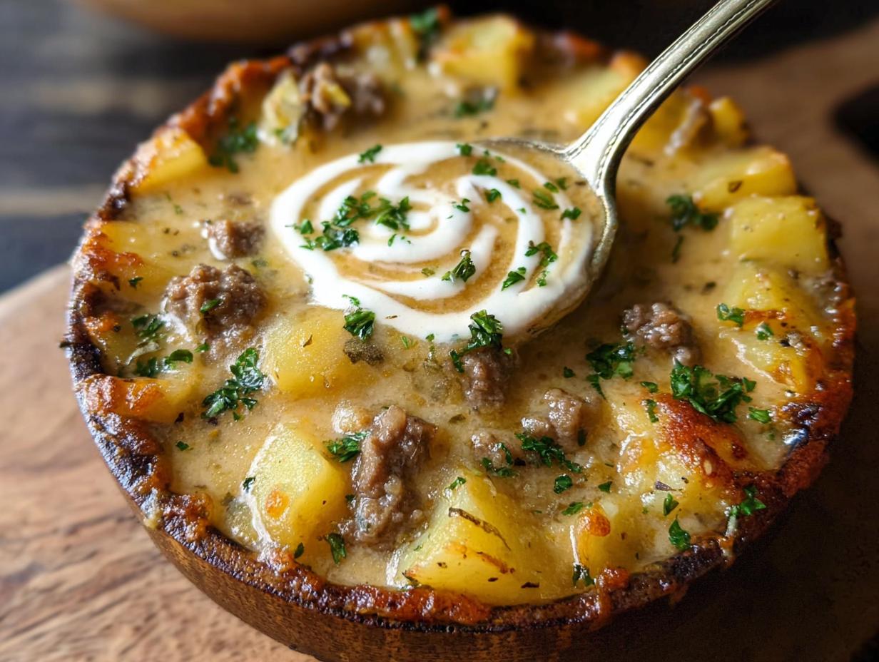 Cheesy Beef Potato Soup