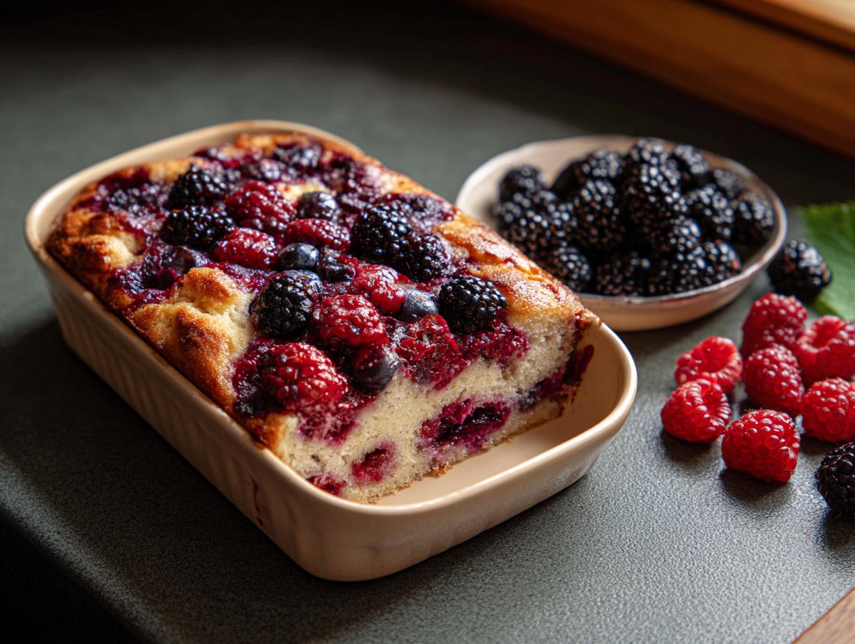 High Protein Triple Berry Bake ingredients laid out
