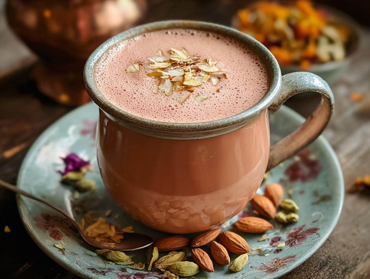 Authentic Kashmiri Pink Chai: 8 Amazing Tips - A steaming cup of Kashmiri Pink Chai with a beautiful pink hue.