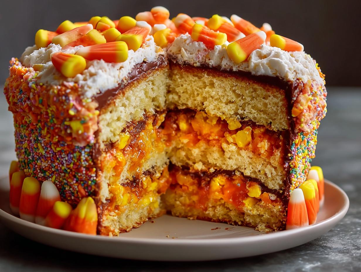 Stuffed Candy Corn Pinata Cake: 1 Amazing Treat - Stuffed Candy Corn Pinata - additional detail