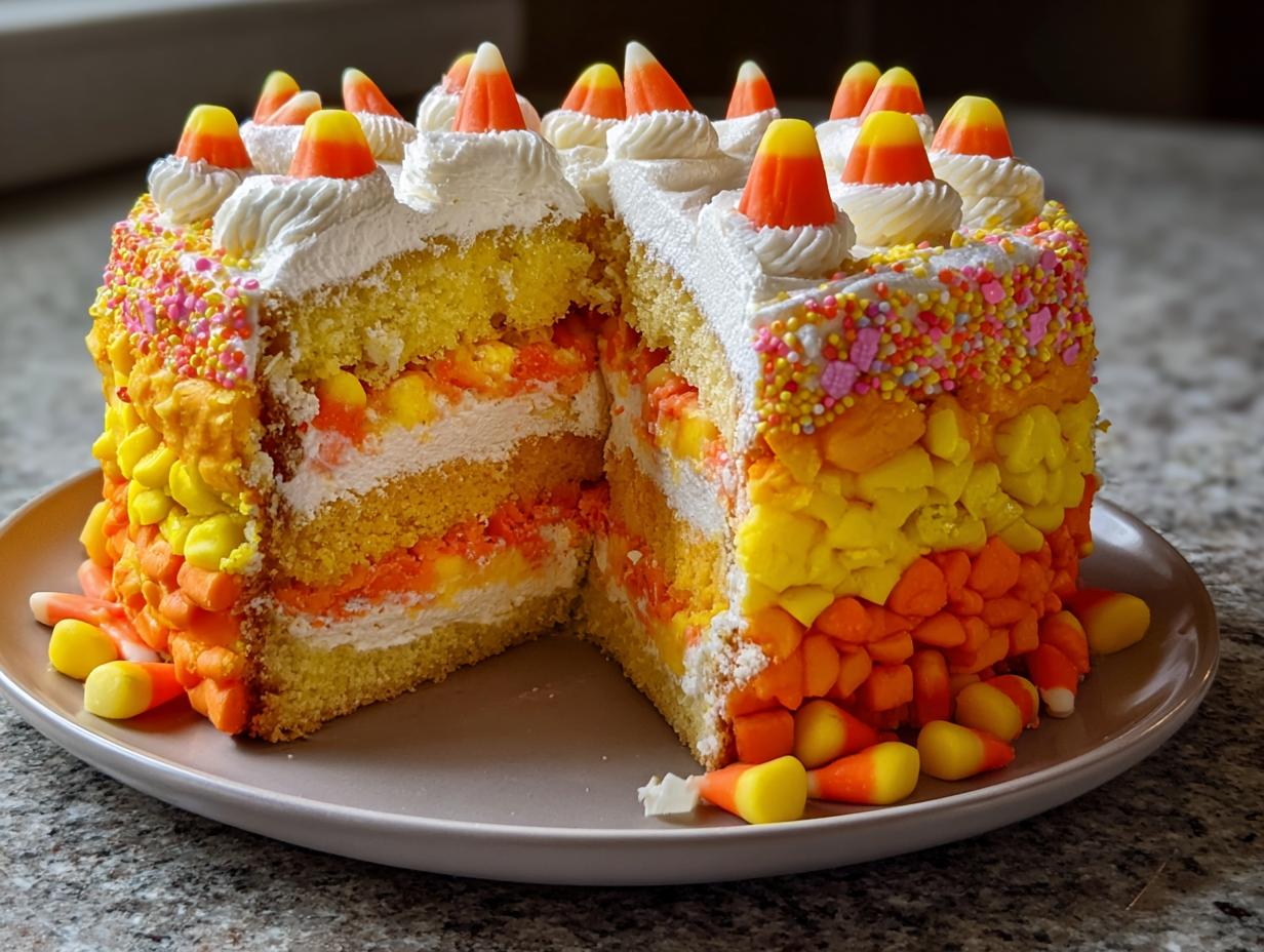 Stuffed Candy Corn Pinata Cake: 1 Amazing Treat - Stuffed Candy Corn Pinata - additional detail