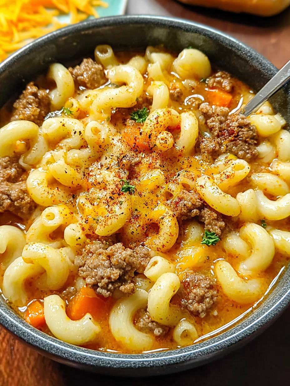 Cheeseburger Macaroni Soup: Your 1 Ultimate Comfort Meal - Close-up of ingredients for Cheeseburger Macaroni Soup