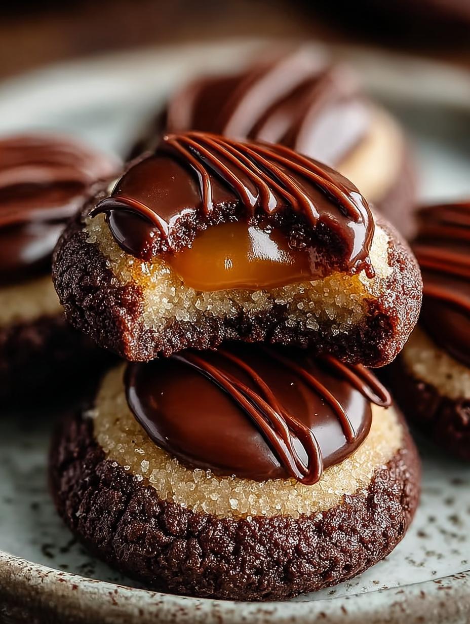 Chocolate Caramel Thumbprint Cookies: 12 Irresistible Treats - Chocolate Caramel Thumbprint Cookies - additional detail