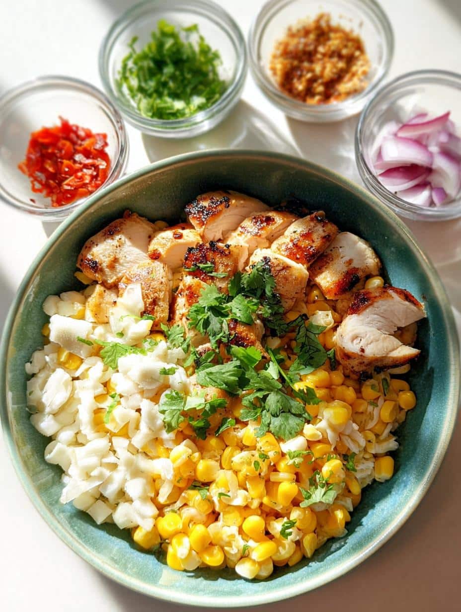 Healthy Street Corn Chicken - vibrant ingredients for a delicious meal