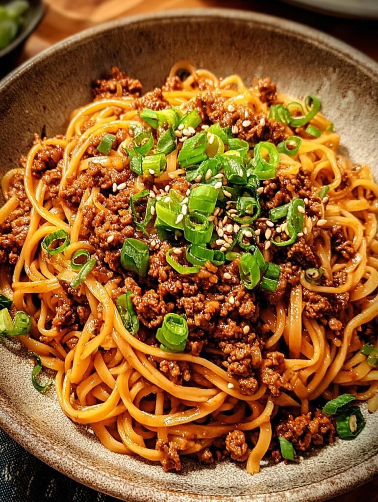 Mongolian Ground Beef Noodles
