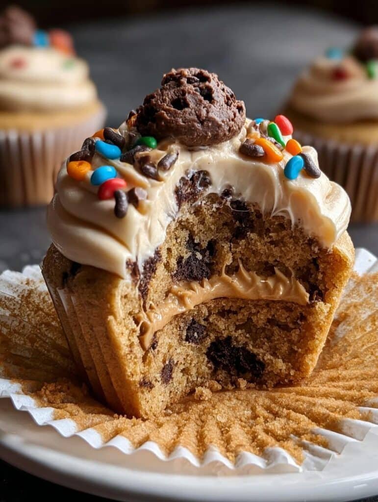 Monster Cookie Dough Cupcakes