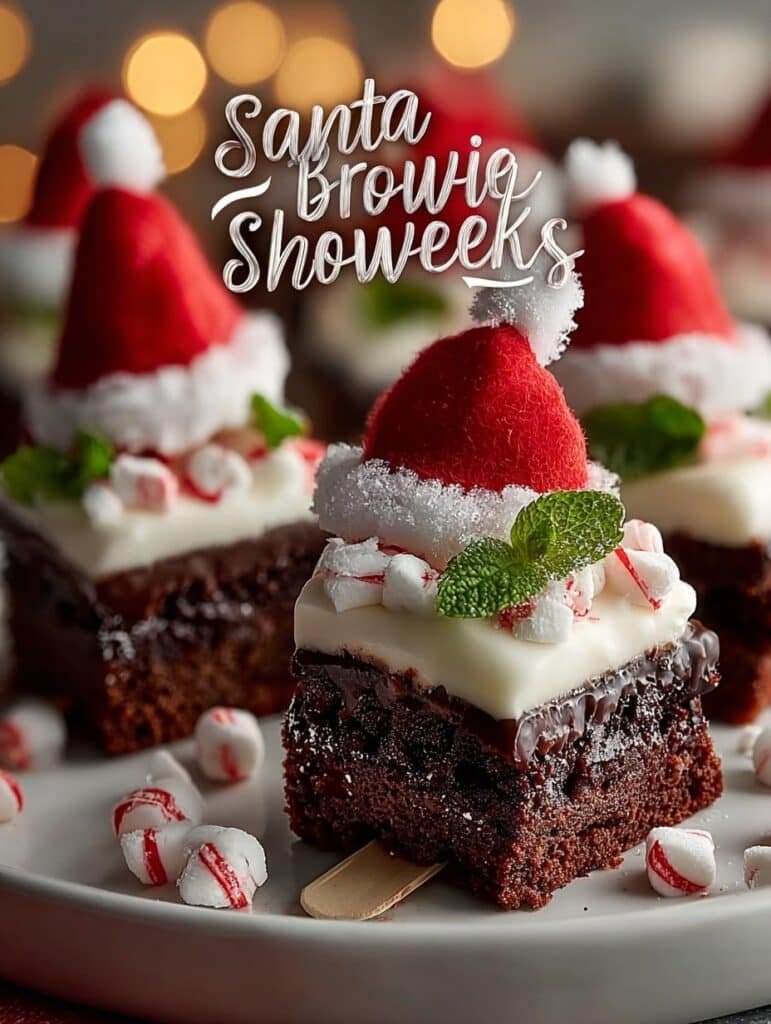 Santa Hat Brownie Skewers