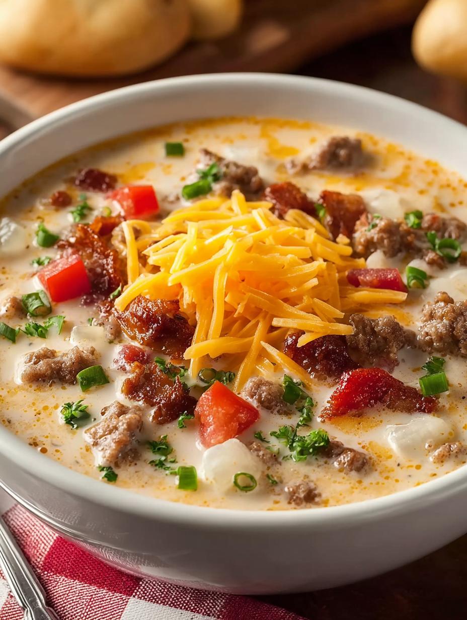 Delicious Cheeseburger Soup: 7 Comforting Ingredients - Cheeseburger Soup - additional detail