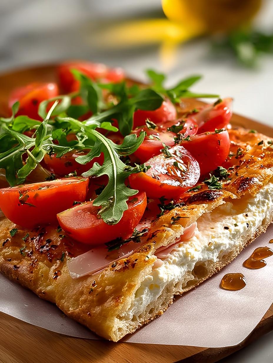 Cottage Cheese Flatbread with Turkey and Arugula Delight - Cottage Cheese Flatbread with - main visual representation