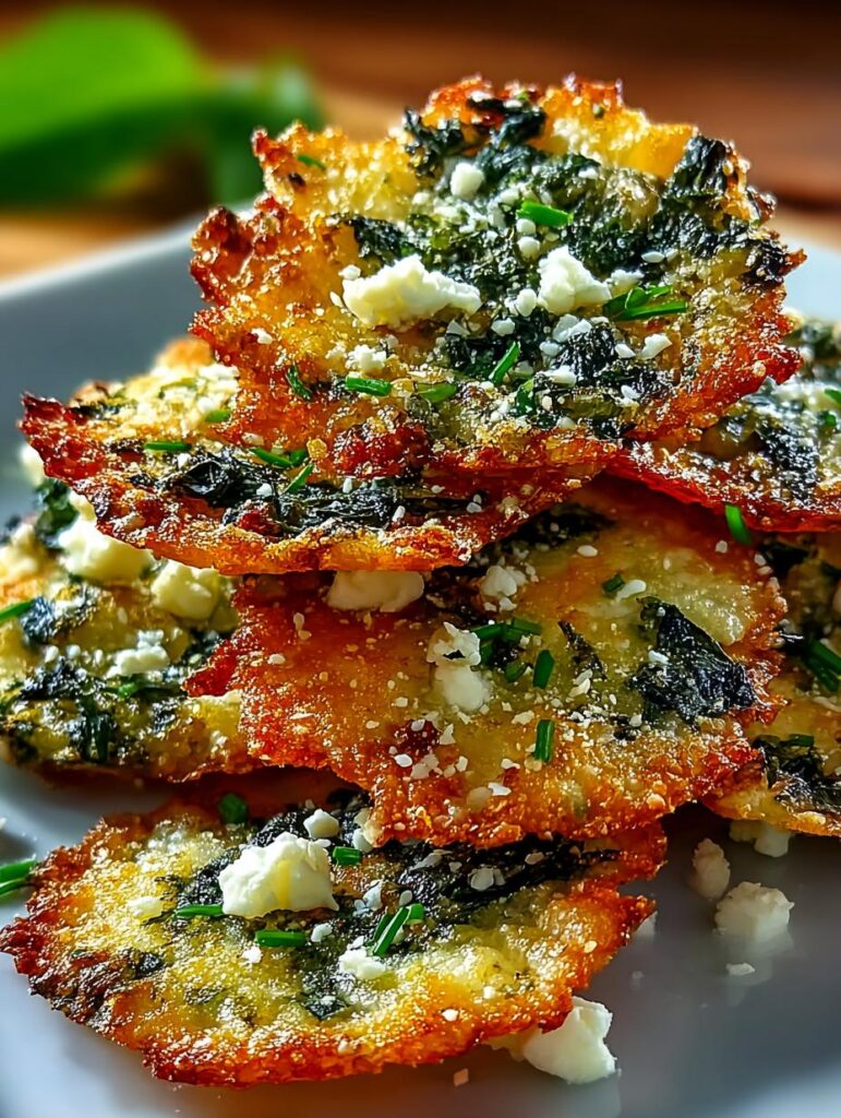 Crispy Spinach Feta Crisps