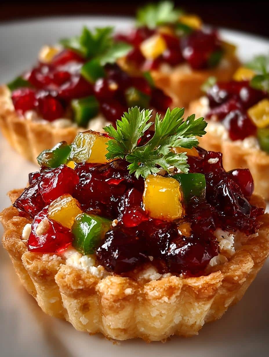 Rainbow Cranberry Jalapeno Tartlets: 12 Festive Bites 2 Rainbow Cranberry Jalapeno Tartlets: 12 Festive Bites - Rainbow Cranberry Jalapeno Tartlets - main visual representation