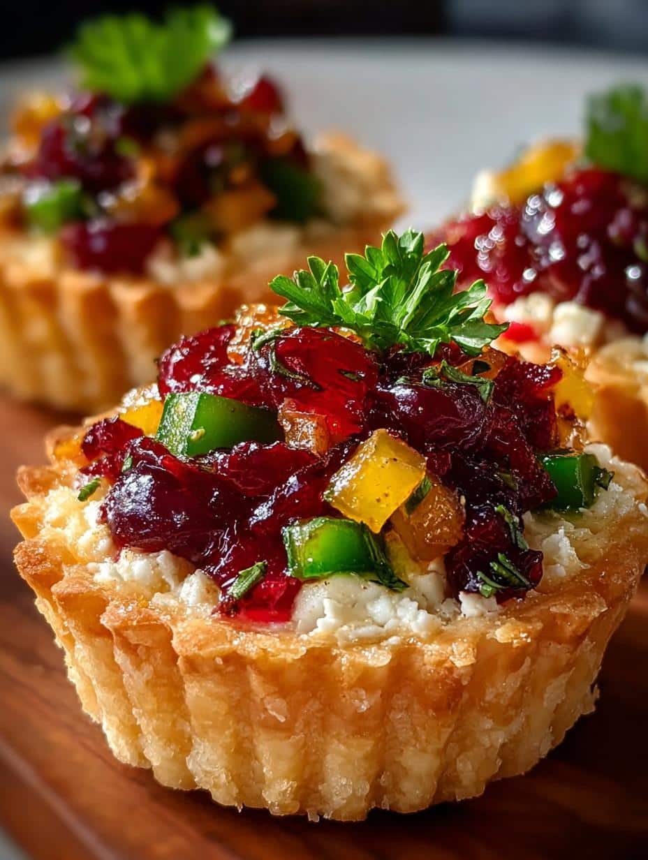 Rainbow Cranberry Jalapeno Tartlets: 12 Festive Bites 3 Rainbow Cranberry Jalapeno Tartlets: 12 Festive Bites - Rainbow Cranberry Jalapeno Tartlets - additional detail