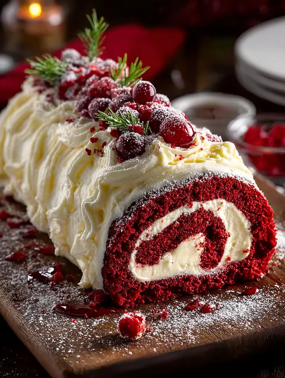 Red Velvet Yule Log