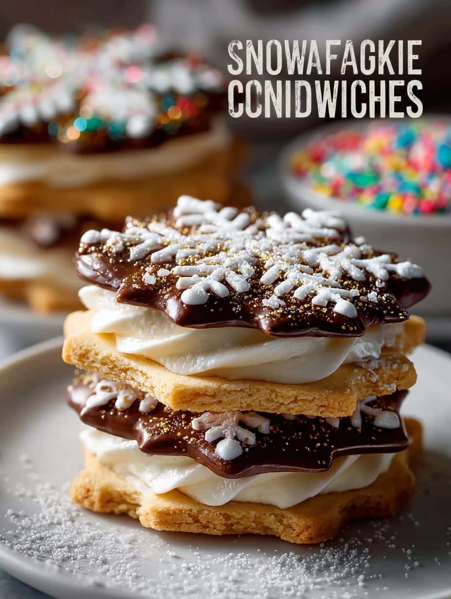 Snowflake Sugar Cookie Sandwiches: 24 Irresistible Treats 1 Snowflake Sugar Cookie Sandwiches