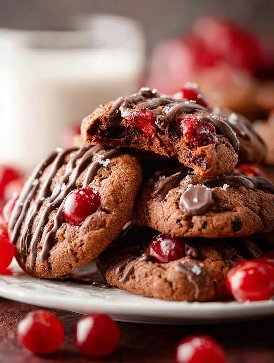 Delicious Chocolate Cherry Cookies with Maraschino Glaze - Chocolate Cherry Cookies - main visual representation