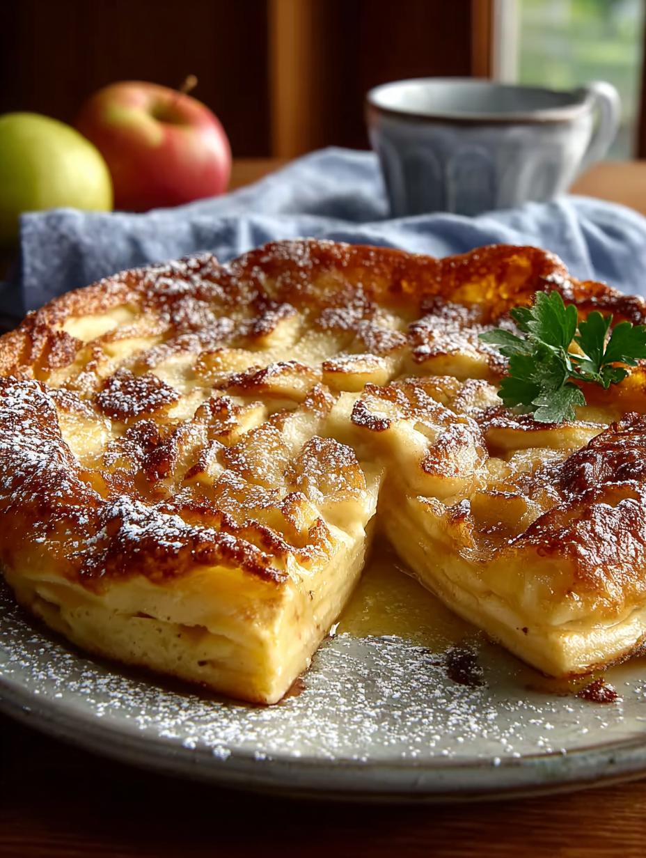 Irresistible German Apple Pancake fresh from the oven, ready to serve
