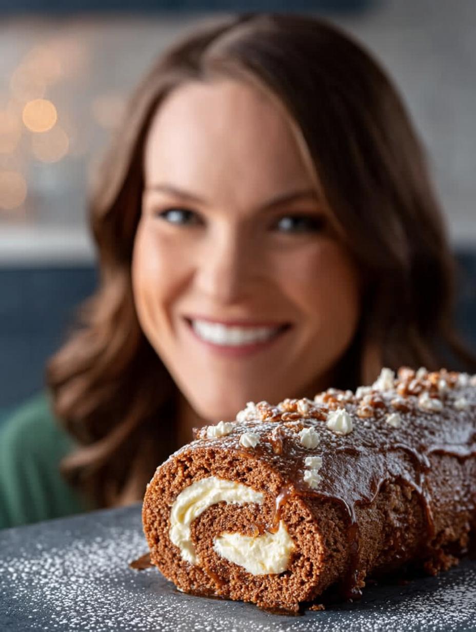 Delicious Gingerbread Cake Roll with Cream Cheese Filling - Gingerbread Cake Roll - additional detail
