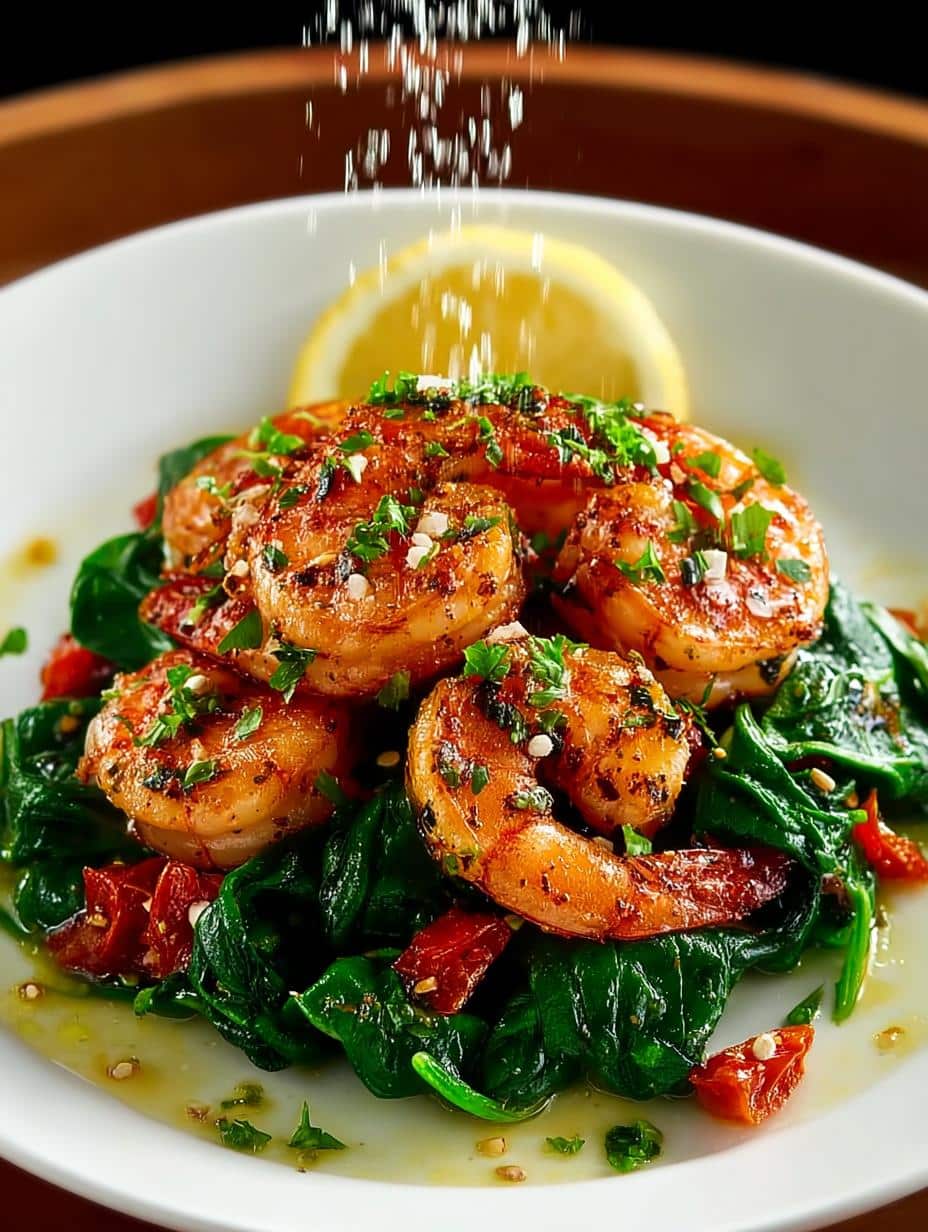Mediterranean Shrimp with Spinach