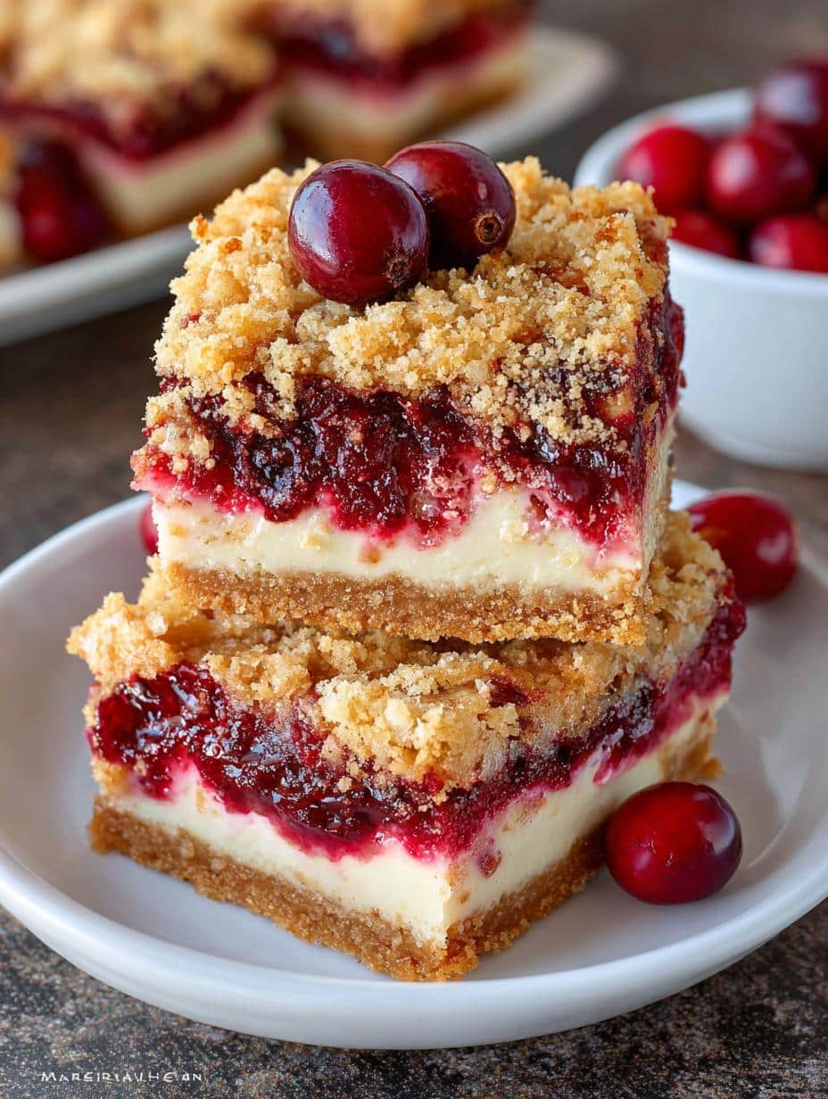 Oatmeal Cranberry Cheesecake Bars