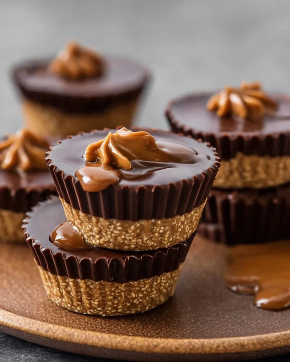 Healthy quinoa peanut butter cups drizzled with chocolate and sprinkled with nuts.