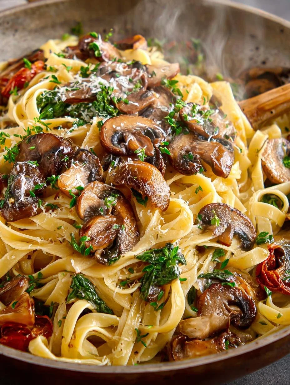 Delicious Mushroom Pasta with creamy sauce and fresh herbs