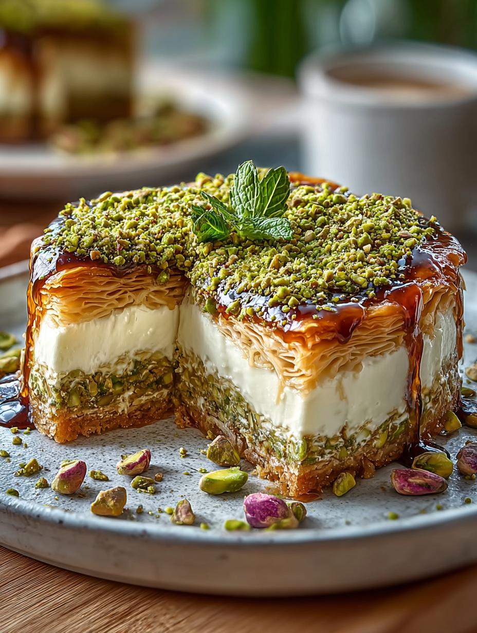 Baklava Pistachio Cheesecake: 7 Layers of Bliss - Baklava Pistachio Cheesecake - main visual representation