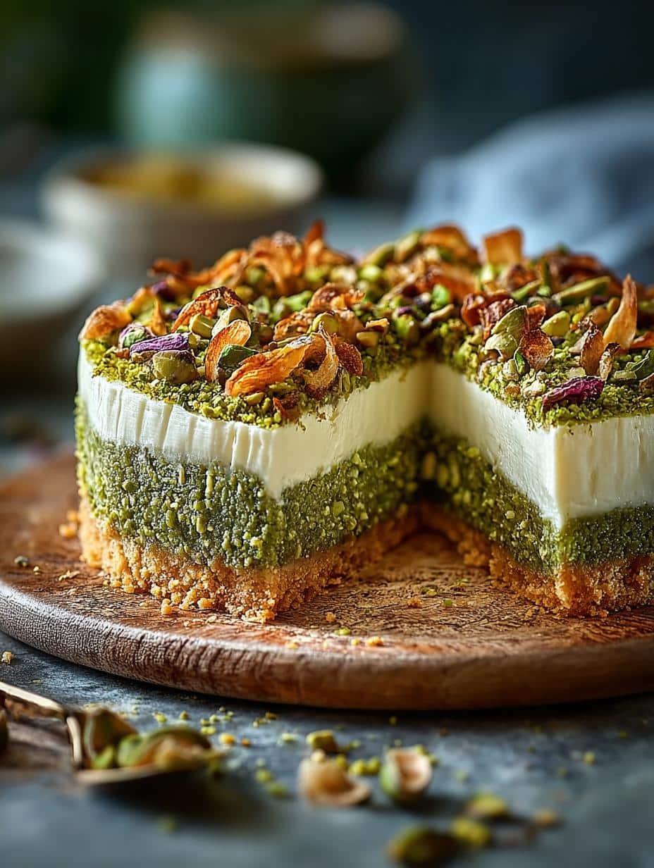 Baklava Pistachio Cheesecake: 7 Layers of Bliss - Baklava Pistachio Cheesecake - additional detail