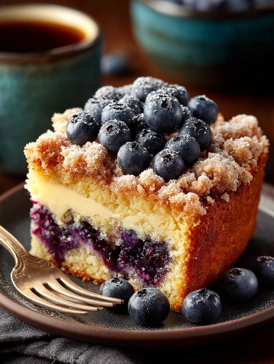 Delicious Blueberry Coffee Cake with Crunchy Topping - Blueberry Coffee Cake - additional detail
