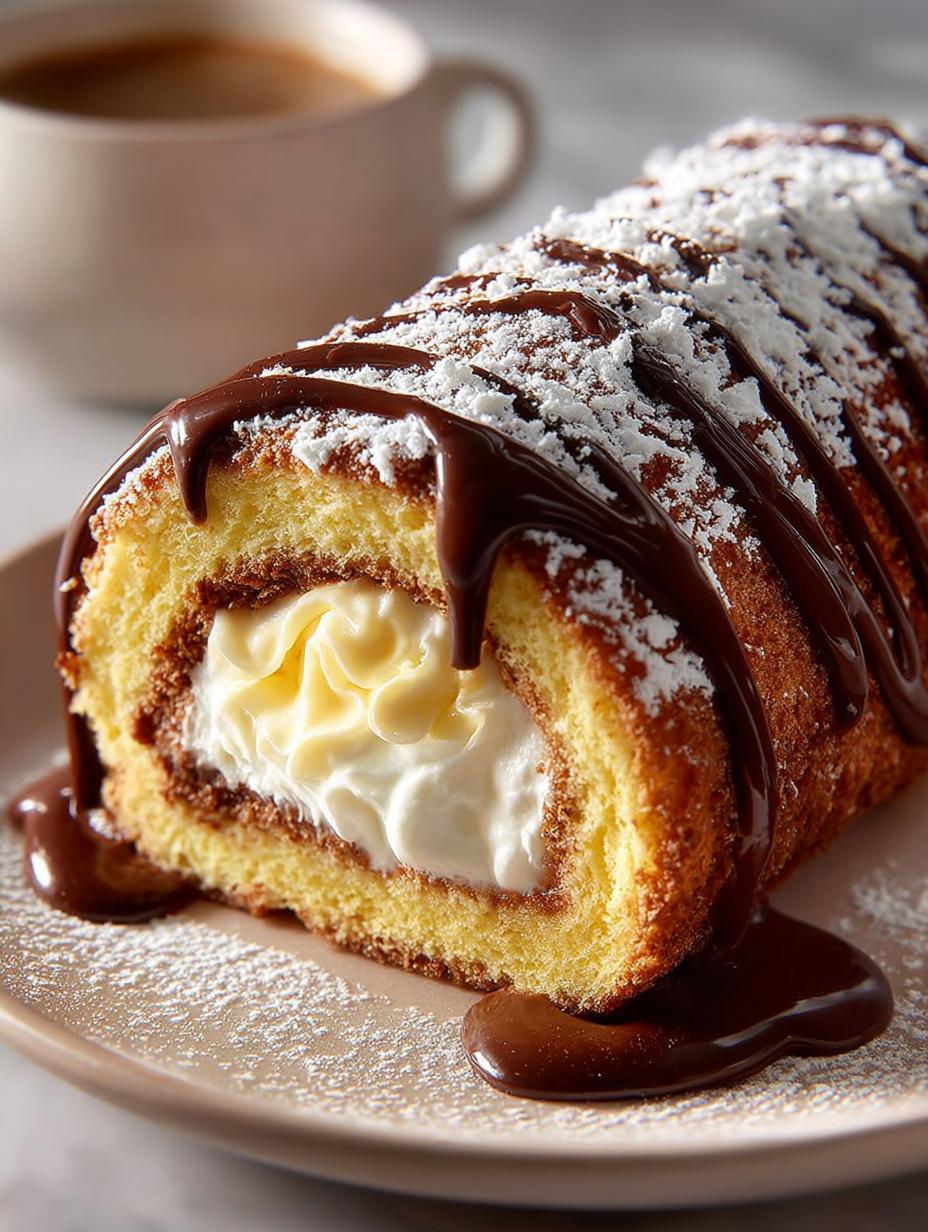 Delicious Boston Cream Roll Cake with Chocolate Ganache - Boston Cream Roll Cake - additional detail