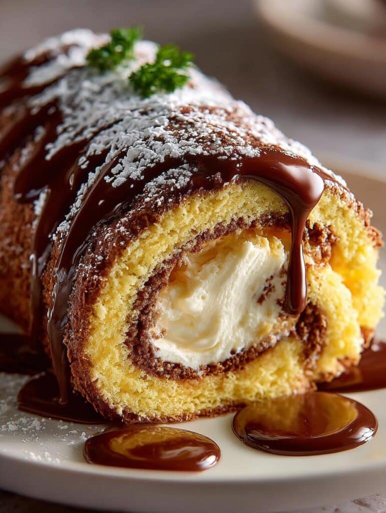 Boston Cream Roll Cake