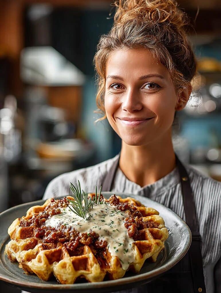 Cheddar Chive Waffles with