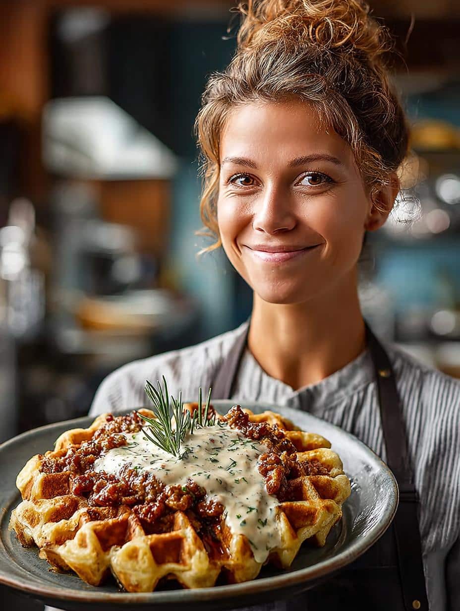 Cheddar Chive Waffles with