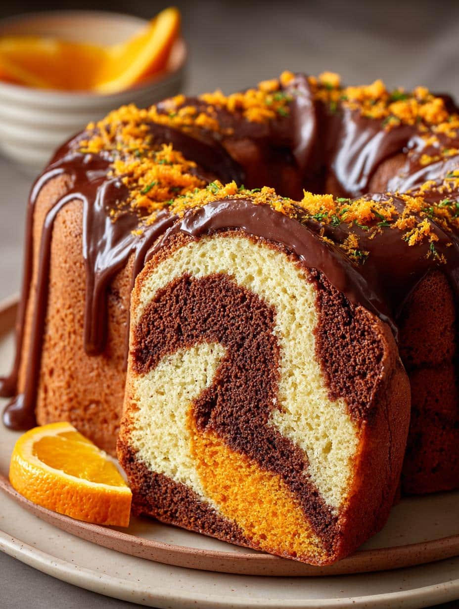 Delicious Chocolate Orange Marble Cake Recipe - Chocolate Orange Marble Cake - main visual representation
