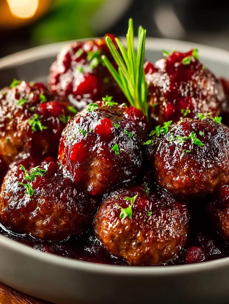 Christmas Cranberry Beef Meatballs