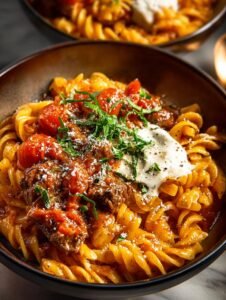 Creamy Tomato Beef Pasta