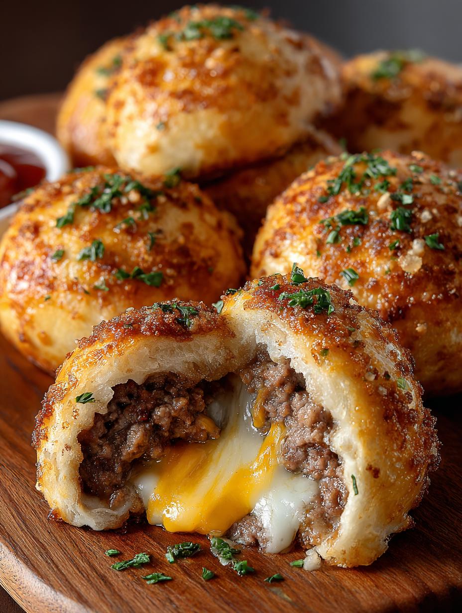 Garlic Parmesan Cheeseburger Bombs: 10 Irresistible Bites - Garlic Parmesan Cheeseburger Bombs - additional detail
