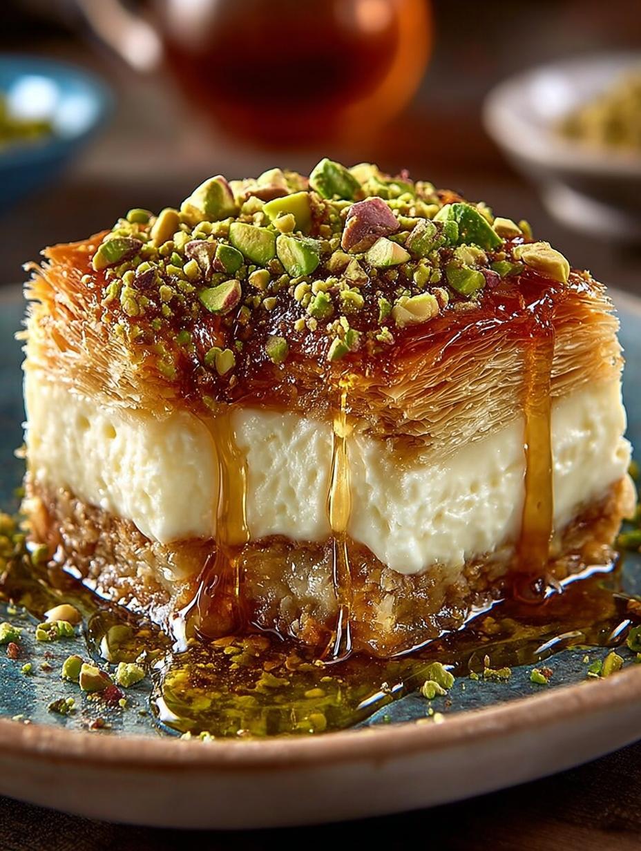 Honey Pistachio Baklava Cheesecake