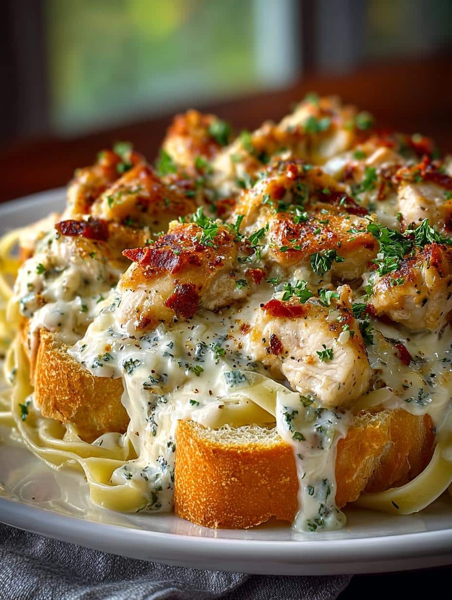 Irresistible Chicken Alfredo with Garlic Bread Delight 2 Irresistible Chicken Alfredo with Garlic Bread Delight - Irresistible Chicken Alfredo with - main visual representation